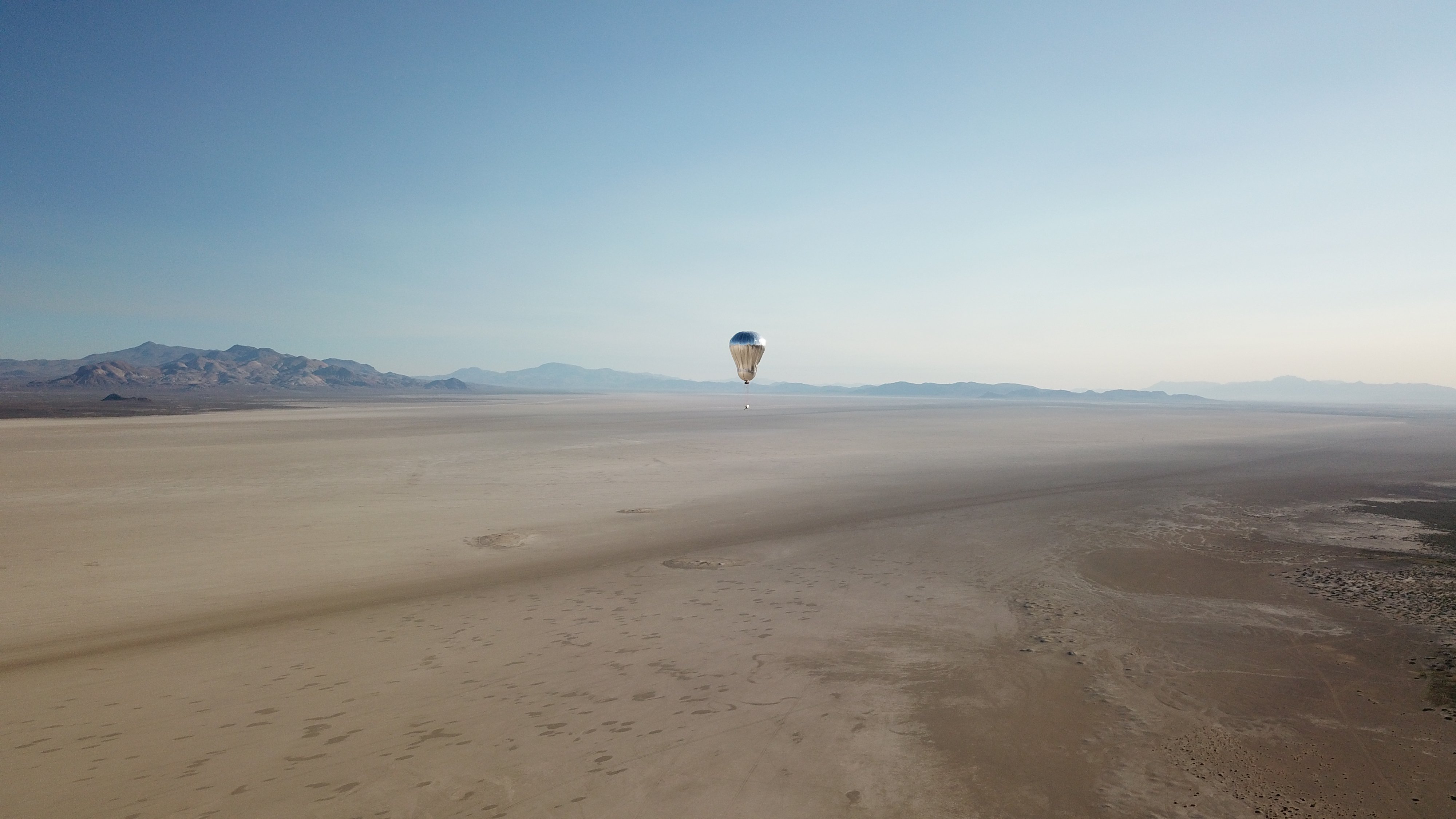 Picture: Prototype Venus aerobot in flight above the Blackrock desert, Nevada.
