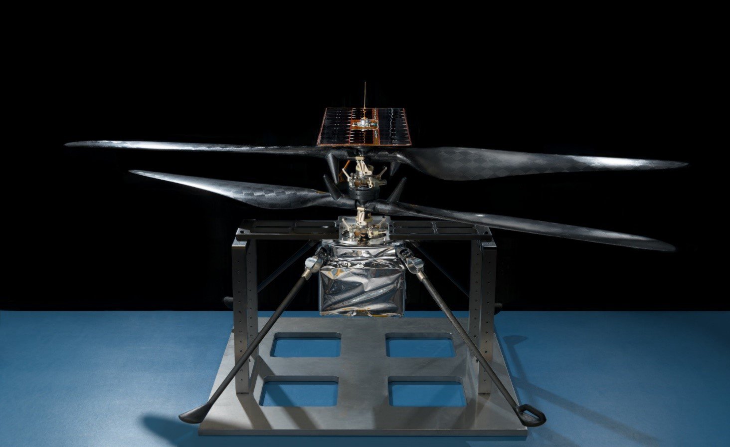 Flight Model image of Ingenuity before delivery to Kennedy Space Center for Launch.